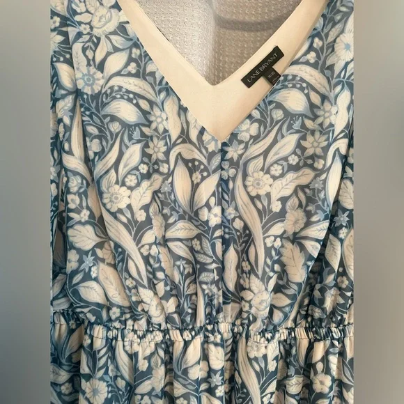 NWOT Women’s Lane Bryant Floral Flutter Sleeve Goddess Maxi Blue Dress 18/20. - Picture 2 of 6